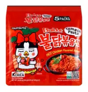 SAMYANG Buldak Tomato Paste Hot Chicken Stir-Fried Instant Ramen Noodles, 5 Bags