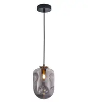 FOSSETTE Interior Dimpled Smoked/ Effect Glass Pendant Light- Oblong