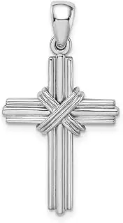 [JewelryWeb] 20mm 14ct White Gold Solid Polished Passion Religious Faith Cross Pendant Necklace