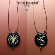 Necklace Pendant Vintage Gothic Woman Medallion Men Jewelry Dragon Satan Satanic