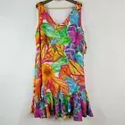 New Lauren Ralph Lauren Sz 12 Floral Sundress $140 Leaf Print VNeck Flowy Pocket