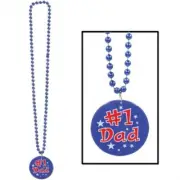 #1 Dad Beads w/Medallion Fathers Day Gift Present Dads Birthday Decor Decoration