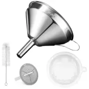 Kitchen Funnel Filling Bottles, Cooking Oil Funnel with Strainer and 200 Mesh Fi