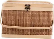 YARNOW Lidded Basket Versatile Storage for Home Picnic Essentials and present Packaging Handheld Woven Sundries Container