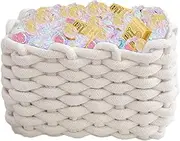 Woven Basket Organizer | Small Rectangle Cloth Basket | Desktop Cotton Rope Storage Organizer For Dog Toy, Cat Toy, Desk Organization