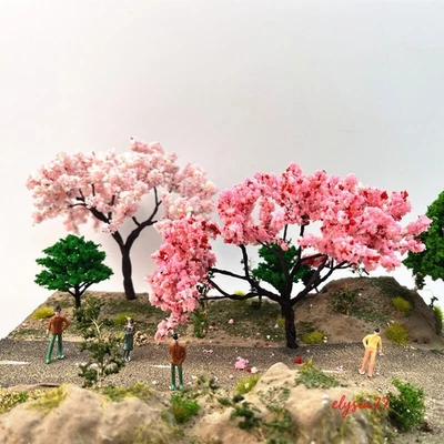 2PC 10-20cm Miniatures Flower Trees HO/OO Scale Horticultural Plants Scenery