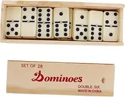 Toyvian Modern Dominoes Toys 28 Piece Set Wooden Storage Case Enhance Logical Thinking and Fine Motor Skills