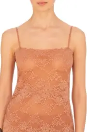 Natori Heavenly lace tank stretch fabric soft sz M Glow beige cami top
