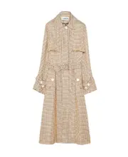 Lanvin Checkered Belted Trench Coat FR38 Nude
