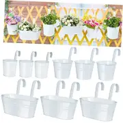 9 Pack 3 Sizes Hanging Flower Pots Metal Iron Fence Balcony Railing Planter