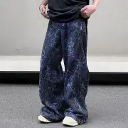 INCERUN Mens Leopard Print Daily Pant Side Zipper Design Fashion Loose Fit Long Trousers for Men Large Size S-5XL