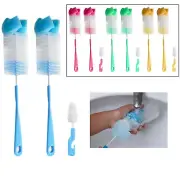 3Pc Baby Bottle Cleaning Brush Set with Scourer Nipple Wash Cup Sponge Scrubbing