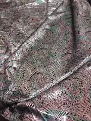 SHAMASH & SONS STUNNING PEACOCK FEATHER DESIGN BLACK BACKGROUND POLY 3 PLUS YDS