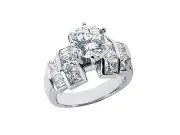 2.25Ct Round Princess Diamond Engagement Ring Channel Set Accents 14k Gold I SI2