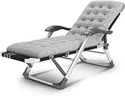 Zero Gravity Lounge Chair, Zero Gravity Chair Folding Chaise Lounge Chair, Adjustable Camping Reclining Chair with Plaid Cotton Pad for Outdoor, Lawn, Patio, Sunbathing Lounge Chair (Color : Grey)
