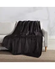 Eddie Bauer Ultra Lux Plush Solid Ultra Soft Plush Fleece-Reversible Throw Blanket