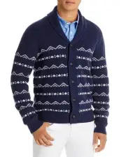 Major Department Store Designer Reg Fit Merino Wool Cardigan in Indigo Artic-L