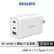 【享4%點數回饋】PHILIPS 飛利浦 65W GaN 氮化鎵 充電頭 【可充筆電】 雙 Type C+USB 快充頭 DLP6341C