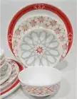*NEW 16-pc Corelle AMALFI ROSA w/Prairie Garden Red DINNERWARE SET Plates Bowls