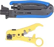 Coax Cable Crimper Tool Kit, Coaxial Cable Crimping Pliers for RG6 RG59 RG11 F Head Compression, Crimping and Stripping Pliers Tool for Electricians Work