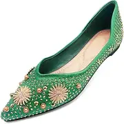 ochisdf Women's Flats Dressy Rhinestone Ballet Shoes for Women Pointy Toe Design Sparkly Formal Flats