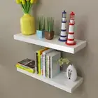 White MDF Floating Wall Shelves Storage for Books DVDs Modern Home Decor