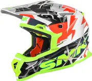 SMK Fulmine, motocross helmet , color: White/Neon-Yellow/Orange/Black , size: XL
