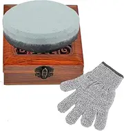 Axe Sharpening Stone Dual Grit Whetstone Sharpener Multipurpose Waterstone Blade Sharpener Double Sided Grit Tool Sharpener with Cut-resistant Gloves and Wood Gift Box
