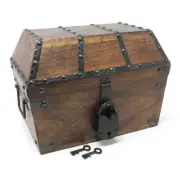 Angular Pirate Treasure Chest Made of Solid Wood with Decorative Rivets - Iro...