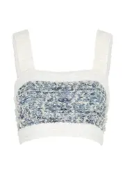 Balmain Cropped Denim-tweed top - Blue - 40 (UK12 / M) 40 (UK12 / M)