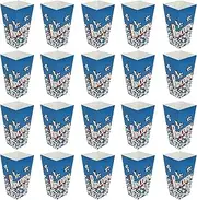LUOZZY 100 Pcs Popcorn Boxes Old Fashion Vintage Retro Design Nostalgic Carnival Stripes Popcorn Bags Popcorn Tubs - Blue