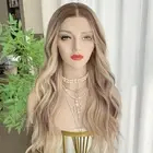 Ash Blonde Brown Wigs Highlight Rainbow Rose Pink Blue 13x4 Synthetic Fiber L...