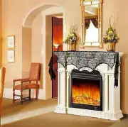 Halloween Decoration Prop Black Lace Spider Web Fireplace Mantle Scarf Cover