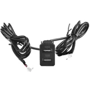 Car Android Navigation Dual USB Port Extension Panel Adapter Cable Kit Black (for: Subaru)
