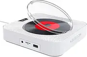 Wall Mmounted CD Player, Bluetooth CD Music Player with Remote Control and Protection Cap,FM Radio and Timer Switch, Disc and Memory Play, Support AV and HDMI Output, for Music, Study