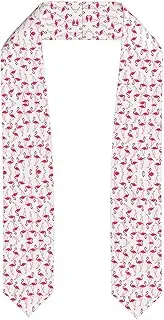 [SKKNT] Pink Flamingo Pattern Print Graduation Shawl Stole For Academic Commencements Honor Sash Congratulations Gift, Flattened, One Size