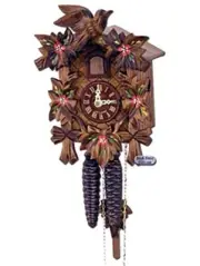 SCHNEIDER BIRD ON WING WITH PAINTED FLOWERS ONE DAY CUCKOO CLOCK 90/10