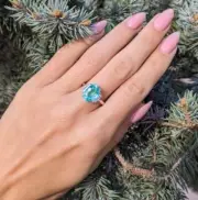 1.50 Ct Natural Oval Aquamarine Proposal Diamond Ring14K solid white gold