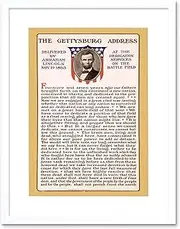 War Us Civil Lincoln Gettysburg Address Picture Framed Wall Art Print