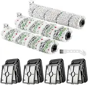 Replacement Parts Compatible with Bissell CrossWave Max 2554 2554A 2590 2593 2596, HydroSteam 35151 3515 35152 3513 3518 Vacuums,1 Multi-Surface Brush Roll+2 Pet Brush Rolls+4 Filters