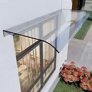 Patio Roof DIY Kit Curved Front Door Canopy Outdoor Patio Awning Rain Shelter Cover Transparent Polycarbonate Balcony Electric Box Gate 20x6 Inch