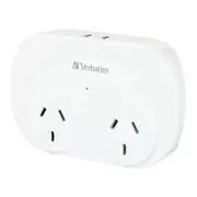 Verbatim AU Plug Dual USB Charging Surge Protected Double Adaptor Power Point