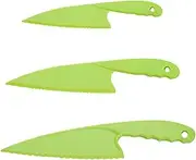 Cheeroyal 3 Piece Plastic Kitchen Knife Set, Safe Colorful Nylon Kitchen Knives for Kids Salad Salad Cake Fruit (Green)