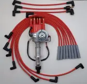PONTIAC 301,326,350,389,400,455 READY-TO-RUN DISTRIBUTOR & Red SPARK PLUG WIRES