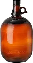 Dicunoy 1 Gallon Glass Jugs, Amber Fermenting Bottle with Seal Lid, 128oz Watter Bottle with Handle for Kombucha, Beer, Juice, Milk, Limoncello, Home Decoration, Change Jar, Farmhouse Flower Vase