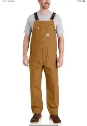New Carhartt Men's Relaxed Fit Duck Bib Overall 32x32 R01-M
