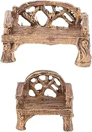 TOYANDONA 2pcs Resin Bonsai Ornaments Micro Landscape Decor Small Garden Miniature Chairs Set
