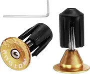 uxcell Bike Handlebar End Plugs Aluminum Bar End Caps 16-21mm Adjustment Expanding Locking with Tool for MTB Road BMX Fixed Gear Bike, Gold