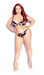 CCX City Chic Ladies Vibeka Bikini Pant Swimwear size 12 14 XXS XS Floral Black