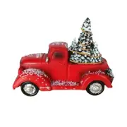 Christmas Red Farm Truck Figurine with Led Light New Year Birthday Party Decor